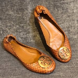 Like New Tory Burch Snakeskin Ballet Reva Sz 8